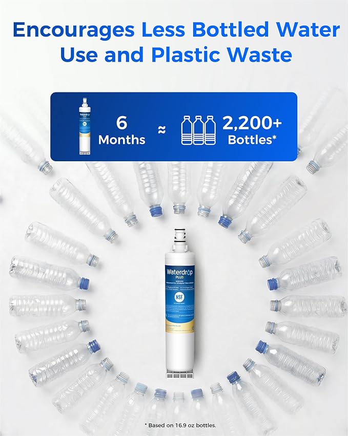 Waterdrop Plus 4396508 Refrigerator Water Filter, Replacement for Whirlpool® 4396510, EveryDrop® Filter 5, NSF/ANSI 401&53&42 Certified, Reduce RFAS, 3 Filters