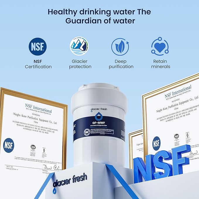GLACIER FRESH Replacement for MWF Refrigerator Water Filters, SmartWater MWFP, MWFA, GWF, HDX FMG-1, WFC1201, RWF1060, 197D6321P006, Kenmore 9991, 1 Pack