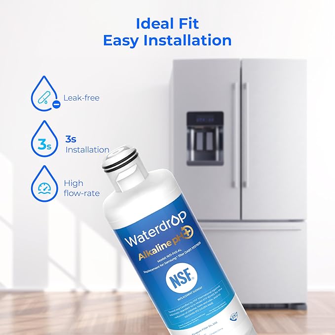Waterdrop Alkaline DA97-17376B Refrigerator Water Filter, Enhances pH, Replacement for Samsung® HAF-QIN/EXP, DA97-08006C, RF28R7201SR, RF28R7351SG, WD-F45-AL, 2 Filters