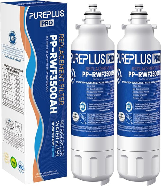 PUREPLUS LT800P NSF/ANSI 53&42 Certified Replacement for LG ADQ73613401, Kenmore 469490, 9490, ADQ73613402, ADQ736134, LSXS26326S LMXC23746S, LT120F, Refrigerator Water and Air Filter Combo, 2Pack