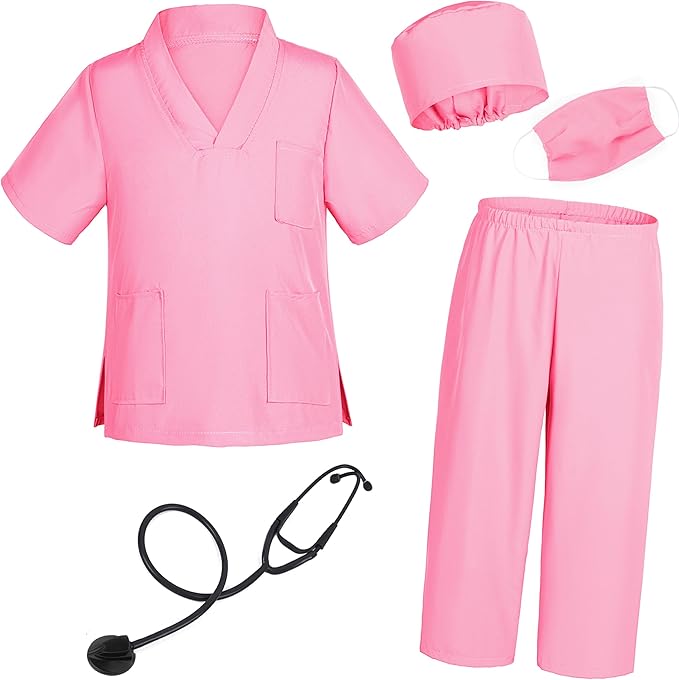 Doctor Costume for Kids Scrubs Pants with Accessories Set Children Party Cosplay 3-12 Years