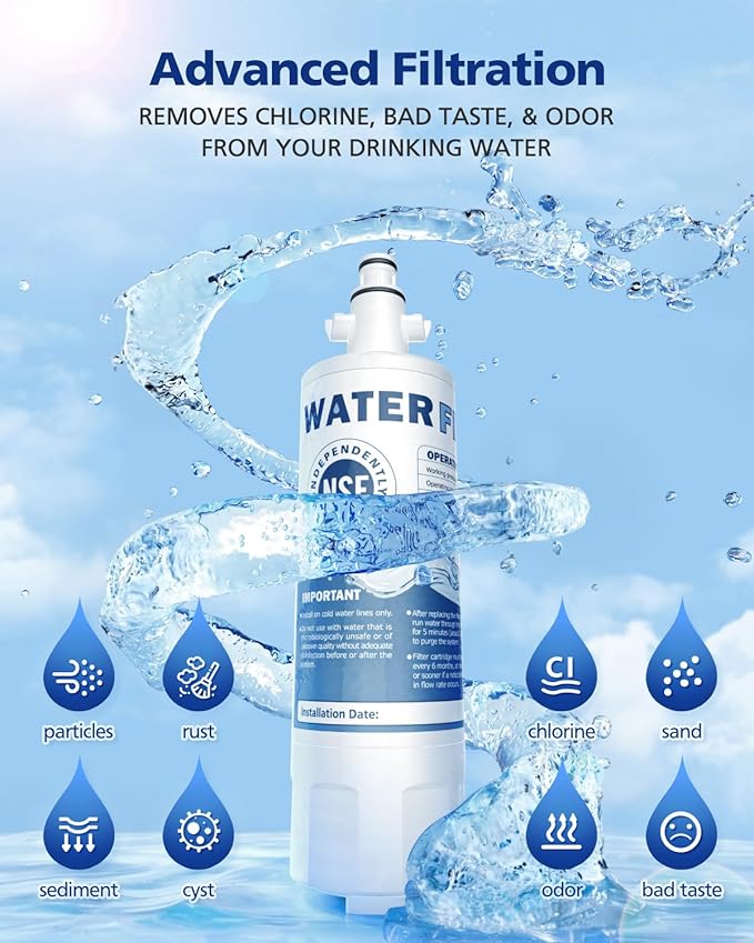 ADQ36006101 Water Filter Compatible With LG LT700P LT700PC Kenmore 9690, ADQ36006102 RFC1200A 46-9690 LFXS30766S Water Filter Replacement LT120F Fresh Air Filter 300 Gallon, 3 Pack