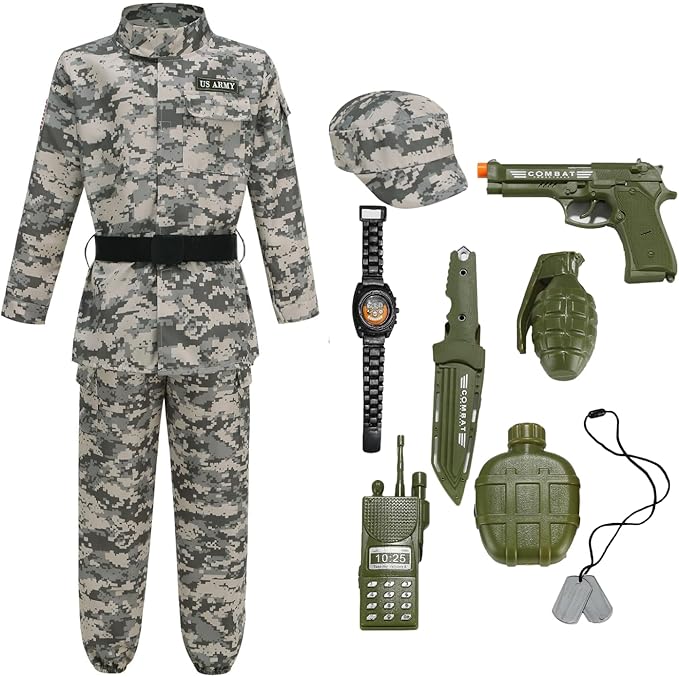 LMYOVE Boys Army Costume Soldier Outfit For kid Halloween Dress up