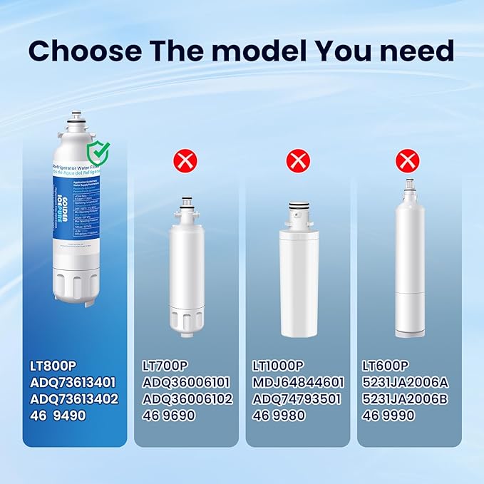 GOLDEN ICEPURE RWF3500A Refrigerator Water Filter Replacement for LG LT800P, 469490, WS620A, LSC22991ST, LSXS26366S, ADQ73613401, LSXS26366D, LUPXS3186N, LSXS26386S LMXS30776D 3Pack