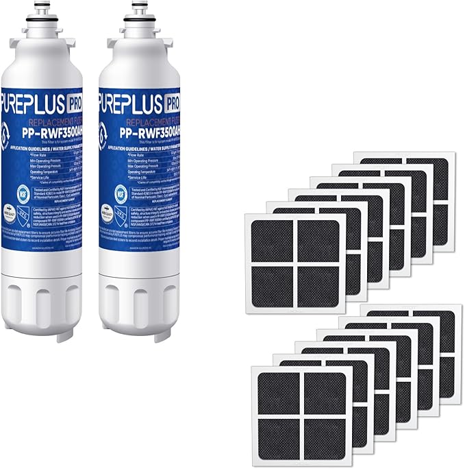 PUREPLUS LT800P NSF/ANSI 53&42 Certified Replacement for LG ADQ73613401, Kenmore 469490, 9490, ADQ73613402, ADQ736134, LSXS26326S LMXC23746S, LT120F, Refrigerator Water and Air Filter Combo