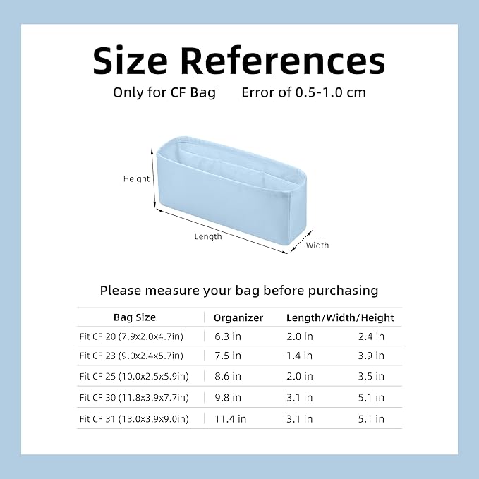 DGAZ Purse Organizer Insert，Silk Bag Organizer，Luxury Handbag & Tote Shaper Fits Chanel CF Bags