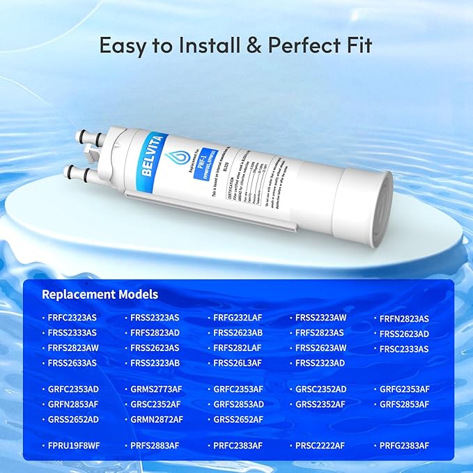 BELVITA Refrigerator Water Filter Replacement for Frigidaire FPPWFU01 PurePour PWF-1 Electrolux EPPWFU01 PureAdvantage PWF-1 Water Filter(2 Pack)