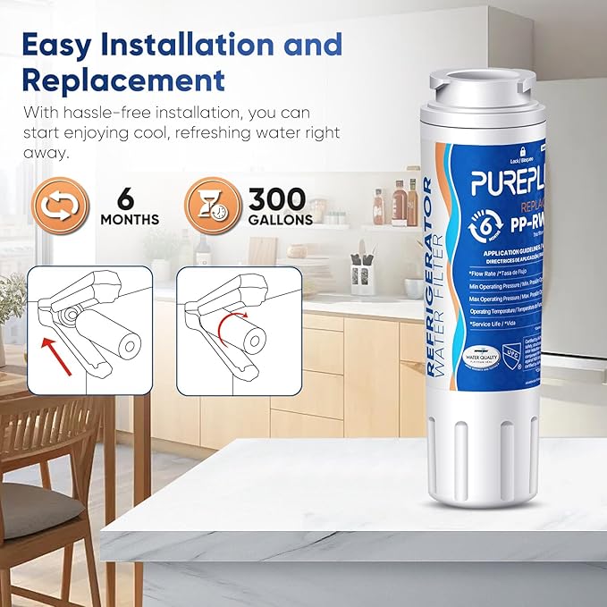 PUREPLUS UKF8001 NSF 53&42 Certified Water Filter Replacement for Maytag UKF8001P, EDR4RXD1, Everydrop Filter 4, PUR 4396395, Puriclean II, UKF8001AXX-200, UKF8001AXX-750, RWF0900A, 2Pack