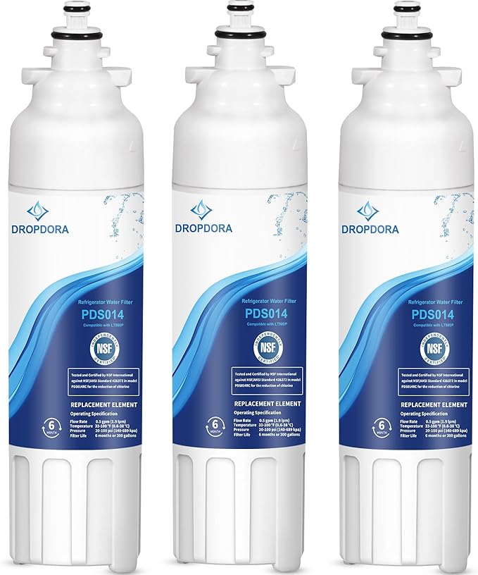 ADQ73613401 Replacement 3-Pack, NSF 42 & 372 Certified, Refrigerator Water Filter Compatible with LG LT800P, LT800PC, ADQ736134, ADQ73613402, LSXS26326S, LSXS26366S