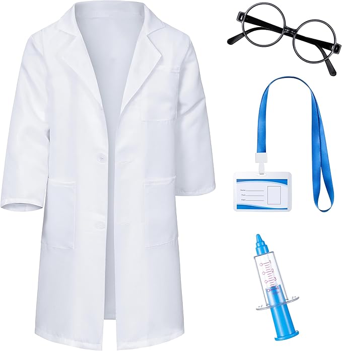 Doctor Costume for Kids Scrubs Pants with Accessories Set Children Party Cosplay 3-12 Years