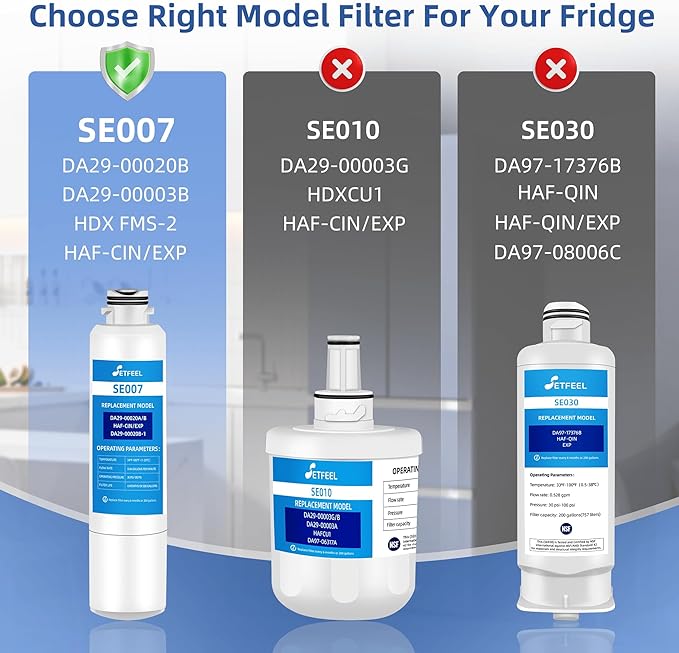 HAF-CIN/EXP Water Filter for Samsung, Haf-cin Refrigerator Water Filter Replacement for Samsung DA29-00020B, Rs25h5111sr, Rf263beaesr, Rf260beaesr, Rf4287hars, Rf28hfedbsr, 2 Pack SETFEEL