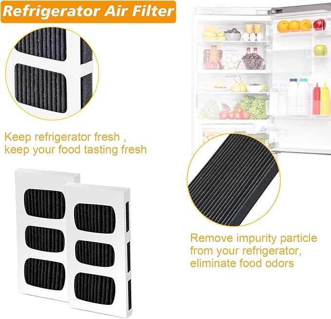 Refrigerator Air Filter, 2 Pack Pure Air Ultra II Refrigerator Air Filter Activated Carbon Filter with Carbon Technology Replacement for Frigidaire PAULTRA2, Pure Air Ultra 2 to Absorb Food Odors