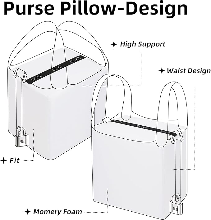 DGAZ Purse Pillow Shaper Insert For picotin Bags,Luxury Handbag Tote Shapers, Memory Foam(White,PC26)
