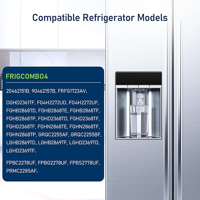 TEEHAY EPTWFU01 PureSource Ultra Water Filter & PureAir Ultra II PAULTRA2 Air Filter Combo, Compatible with Frigidaire FRIGCOMBO4, FGHN2868TF, GRQC2255BF, LGHB2869TF, LGHD2369TF, PRMC2285AF, 3 Combo