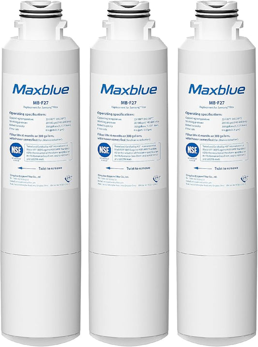 Maxblue DA29-00020B Replacement for Samsung HAF-CIN/EXP, HAF-CIN, RF28HMEDBSR/AA, RF28K9380SR, RF263BEAESR/AA, RF28JBEDBSG, RF4287HARS, RF28HFEDTSR, DA97-08006A, Refrigerator Water Filter, 3 PACK
