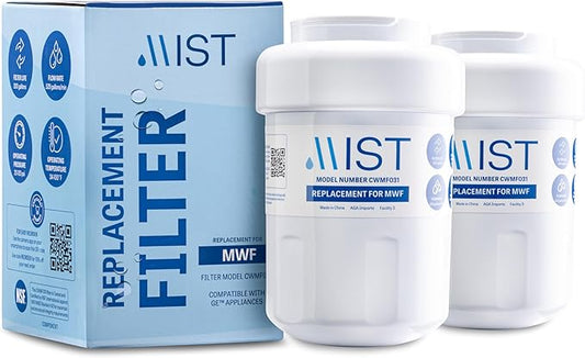 MIST Replacement for MWF Water Filter for GE, Refrigerator Water Filter compatible with MWFP, MWFA, GWF, HWF, Smart Water, WFC1201, Kenmore 9991, 469991, WFC1201, GSE25GSHECSS (2 pack)