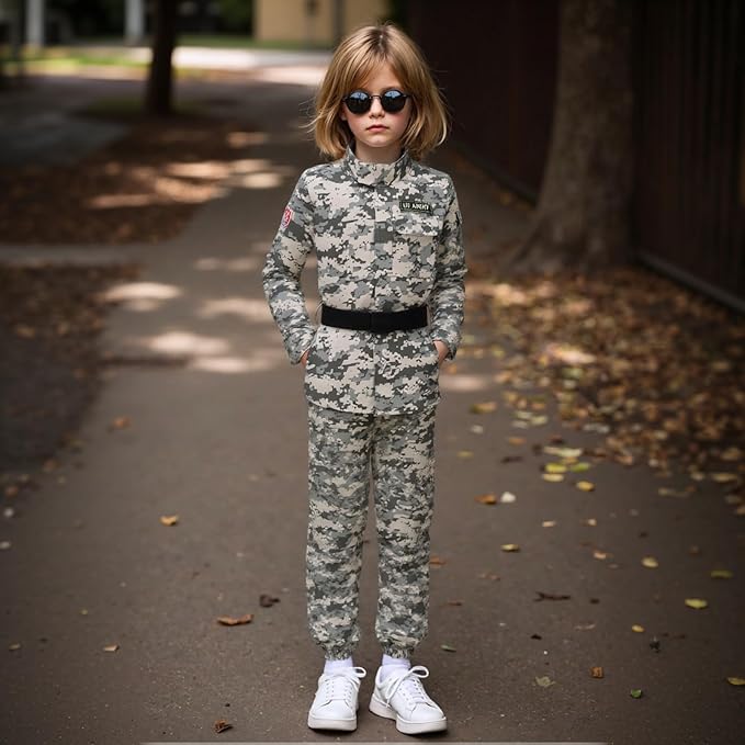 Colorful House Kids Army Costume Unisex Soldier Dress up for Halloween Role Play
