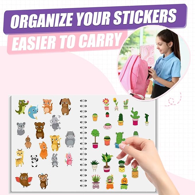 BetterJonny 2 Pcs Reusable Sticker Book Collecting Album Blank Sticker Storage Organizer Book A5 Size with 64 Sheets Release Paper for Collecting Stickers, Labels