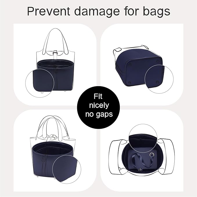 Silky Bag Insert Fit for Hermes Picotin 18/22, Silky Purse Organizer, Lightweight and Silk Touch (Fits PC22, Blue Nuit)