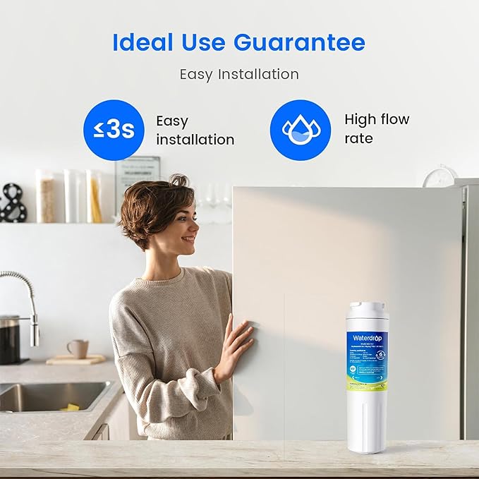 Waterdrop EDR4RXD1 Replacement for EveryDrop® Filter 4, Whirlpool® UKF8001, 4396395, Maytag® UKF8001AXX-200, UKF8001AXX-750, WD-F07, Refrigerator Water Filter, 2 Filters