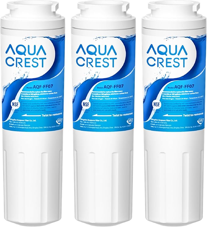 AQUA CREST UKF8001 Replacement for EveryDrop Filter 4, Whirlpool EDR4RXD1, 4396395, Maytag UKF8001P, UKF8001AXX-750, Puriclean II, 46-9006, Refrigerator Water Filter (Pack of 3)