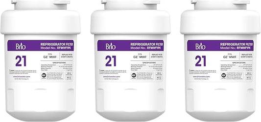 Brio Replacement Refrigerator Filters for GE, Sears, Kenmore models | Significantly reduces unpleasant Tastes, Odors, Chlorine, and VOCs from Fridge Water & Ice | NSF Certified - (Pack of 3)