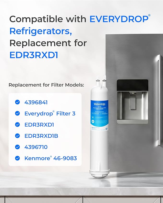 Waterdrop 4396841 Replacement for Everydrop® Filter 3, EDR3RXD1, 4396710, Kenmore® 46-9083, 46-9030, Refrigerator Water Filter,1 Filter