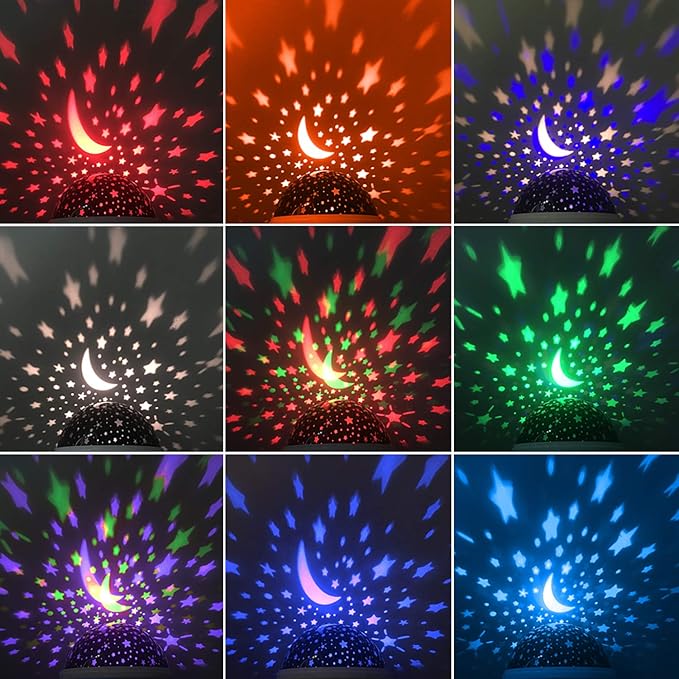 Night Light for Kids, Kids Night Light Nebula 360 Degree Rotation - 4 LED Bulbs 12 Light Color Star Projector Changing with USB Cable, Romantic Gifts for Men Women Children