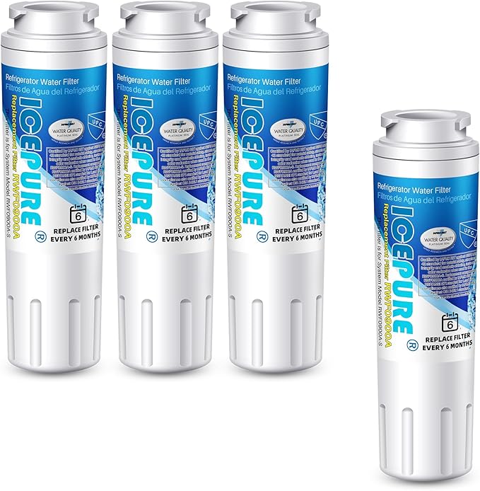 ICEPURE UKF8001 Compatible with Whirlpool EDR4RXD1, 4396395, Maytag UKF8001, UKF8001AXX, EveryDrop Refrigerator Water Filter 4, RFC0900A, UKF8001AXX-200, UKF8001P, 469006, PUR, Puriclean II, Pack of 4