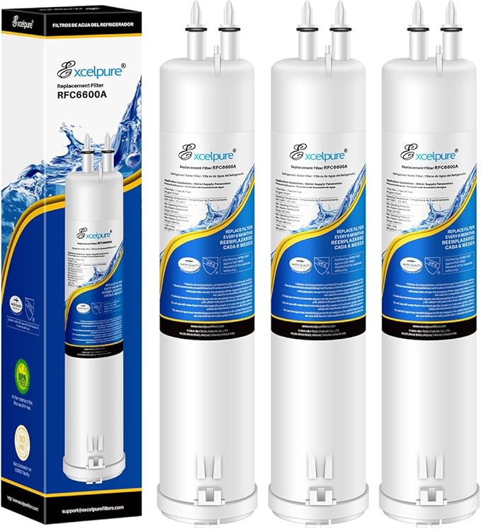 EXCELPURE RFC6600A Refrigerator Water Filter Replacement for EDR3RXD1, Everydrop® Filter 3, 4396841, 4396710, Kenmore 46-9083,46-9030, 9030, 9083, KAD3RXD1, WHR3RXD1, 3PACK