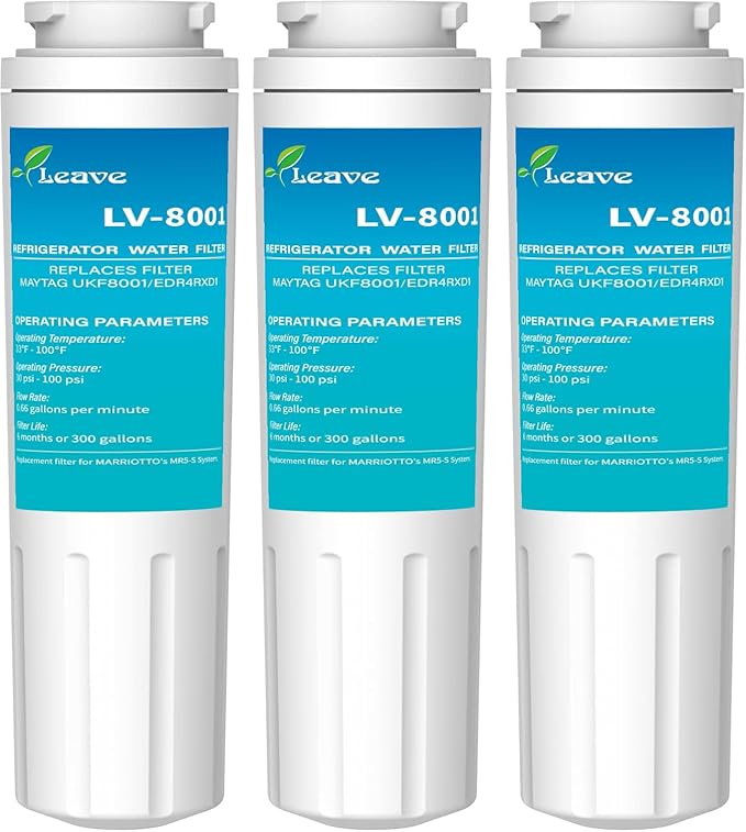 Leave EDR4RXD1 Replacement for Filter 4, UKF8001, 4396395, UKF8001AXX-200, UKF8001AXX-750, WHR4RXD1, KAD4RXD1 Water Filter (Pack of 3)