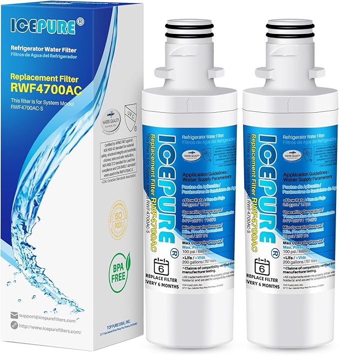 ICEPURE ADQ747935 Replacement for LG LT1000P MDJ64844601, Kenmore Elite 46 9980, ADQ74793501 LT1000PC LT1000 ADQ74793502, LMXS28626S, 2 Pack Refrigerator Water and 3 Pack LT120F Fresh Air Filte