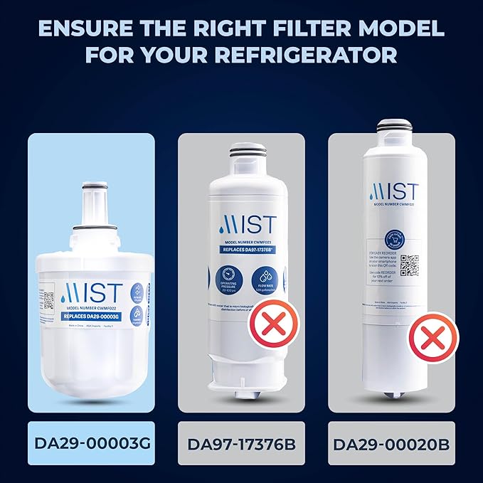 Mist DA29-00003G Refrigerator Water Filter Replacement for Samsung DA29-00003F, HAFCU1, Aqua-Pure Plus, Kenmore HAFIN1 – NSF 42 & 372 Certified – 1 Pack