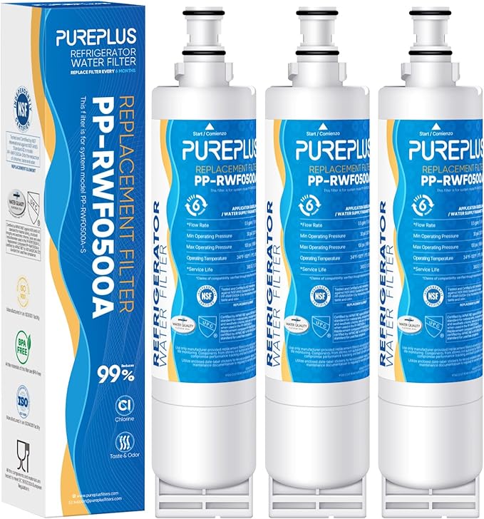 PUREPLUS 4396508 Refrigerator Water Filter, Replacement for EDR5RXD1, EveryDrop Filter 5, 4396510, 4392857, Kenmore 46-9010, 9085, LC400V, WF-NLC240V, RFC0500A, WF285, W10186668, 3Pack