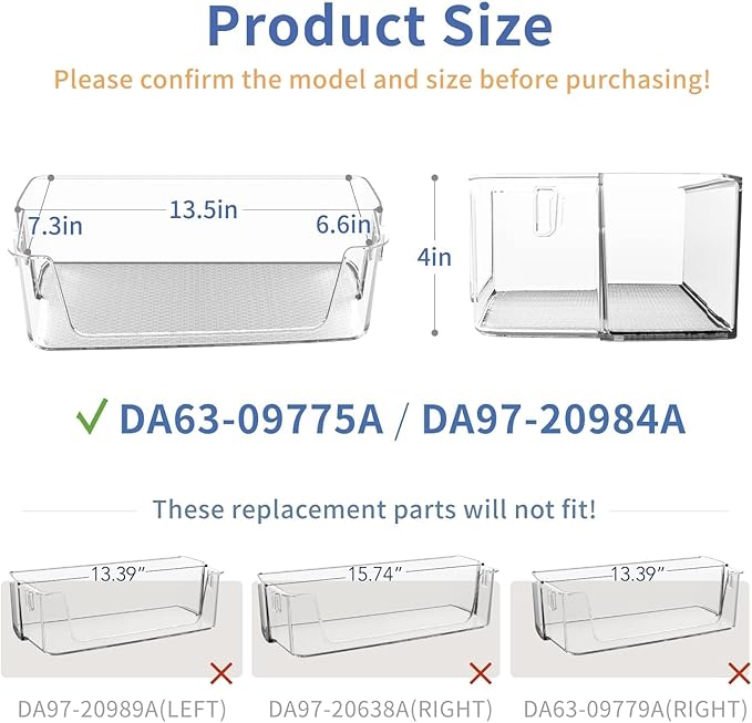 Upgraded DA63-09775A DA97-20984A Refrigerator Door Bin (Right Side)Compatible with Sam-sung Fridge Door Shelves RF27T5201SR RF28T5001SR Fit for Sam-sung Refrigerator Door Shelf Replacement RF27T5241SR