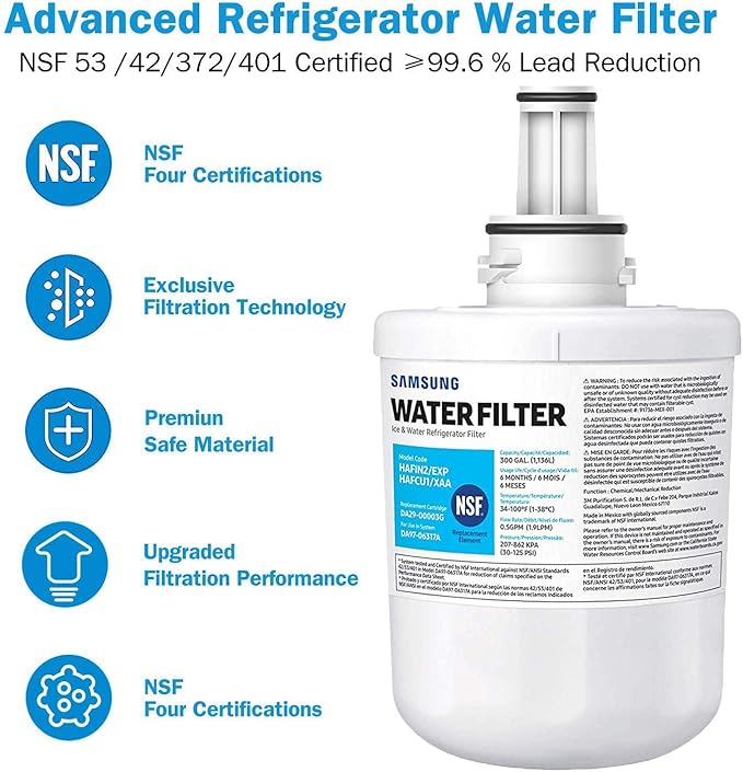 Samsung Refrigerator Water Filter Compatible Smasung DA29-00003G, HAFCU1，DA29-00003A Refrigerators (2 Pack)