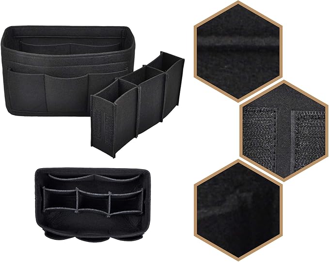 Vercord Felt Purse Organizer Handbag Insert Liner Shaper Bag in Bags for Speedy Neverfull Tote Black Xlarge