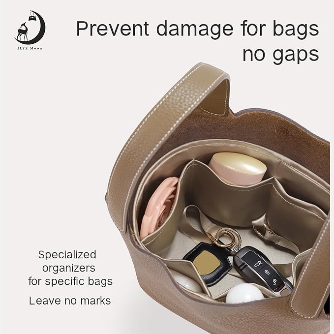 Silky Bag Insert Fit for Hermes Picotin 18/22, Silky Purse Organizer, Lightweight and Silk Touch (Fits PC22, Etoupe Grey/Champagne)