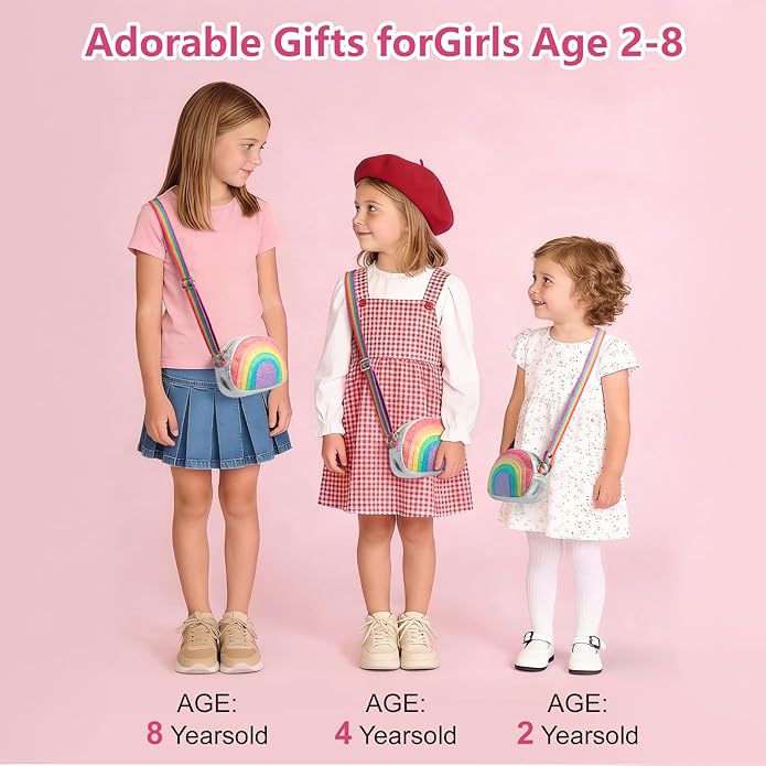 Toddler Purse Easter Basket Stuffers Gifts for Kids: 2 3 4 5 6 7 8 Year Old Girl Birthday Gift, Rainbow Crossbody Bag