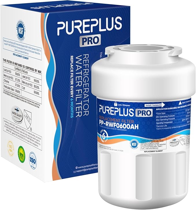 PUREPLUS PRO Refrigerator Water Filter Replacement for HDX FMG-1, PL-100, WFC1201, PC75009, RWF1060, RWF0600A, 469991 Refrigerator Cartridge, NSF/ANSI 53&42 Certified, 1Pack