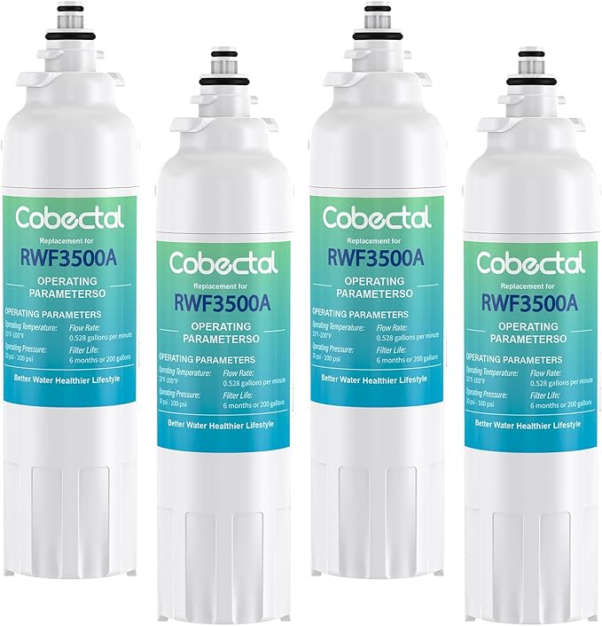 ADQ73613401 Water Filter Replacement for lg LT800P/PC ADQ73613402, ADQ73613408, ADQ75795104, fit for kenmore 9490, LSXS26326S, LMXC23746S, LSXS26366S Water Filter,4pack,by Cobectal
