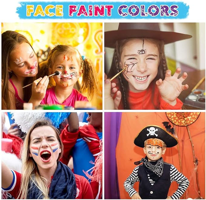 Maydear Face Painting Kit for Kids with 12 Colors Safe and Non-Toxic Large Water Based Face Paint (Fluorescence)