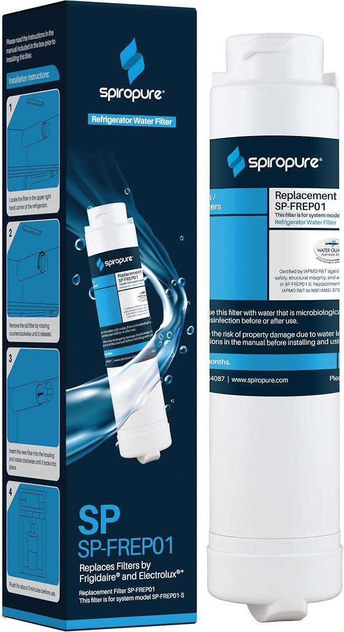 SpiroPure SP-FREP01 NSF Certified Refrigerator Water Filter Compatible Replacement for Frigidaire EPTWFU01 PureSource Ultra II Electrolux EWF02 PureAdvantage (1 Pack)