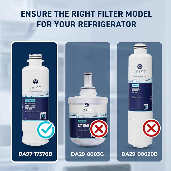 Mist HAF-QIN/EXP Refrigerator Water Filter Replacement for Samsung DA97-17376B, DA97-08006C, Refrigerators RF23M8570SR, RF28R7351SR – NSF 42 Certified – 3 Pack