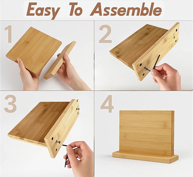 Personalized 12x9 Acacia Wood Magnetic Knife Holder for Countertop, Knife Block with Strong Double-Sided Magnet, Wooden Stand for Kitchen, Large Capacity Storage for Kitchen, Custom Engraved Gift