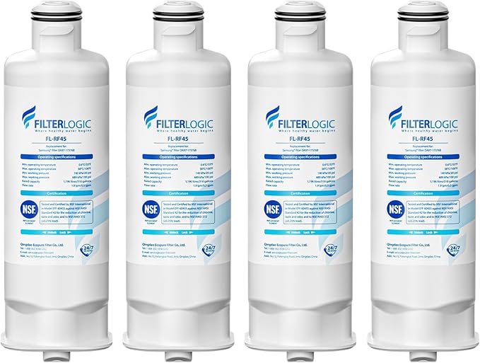 Filterlogic DA97-17376B Refrigerator Water Filte, Replacement for Samsung® HAF-QIN/EXP, DA97-08006C, RF28R7201SR, RF28R7351SG, 4 Pack