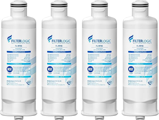 Filterlogic DA97-17376B Refrigerator Water Filte, Replacement for Samsung® HAF-QIN/EXP, DA97-08006C, RF28R7201SR, RF28R7351SG, 4 Pack