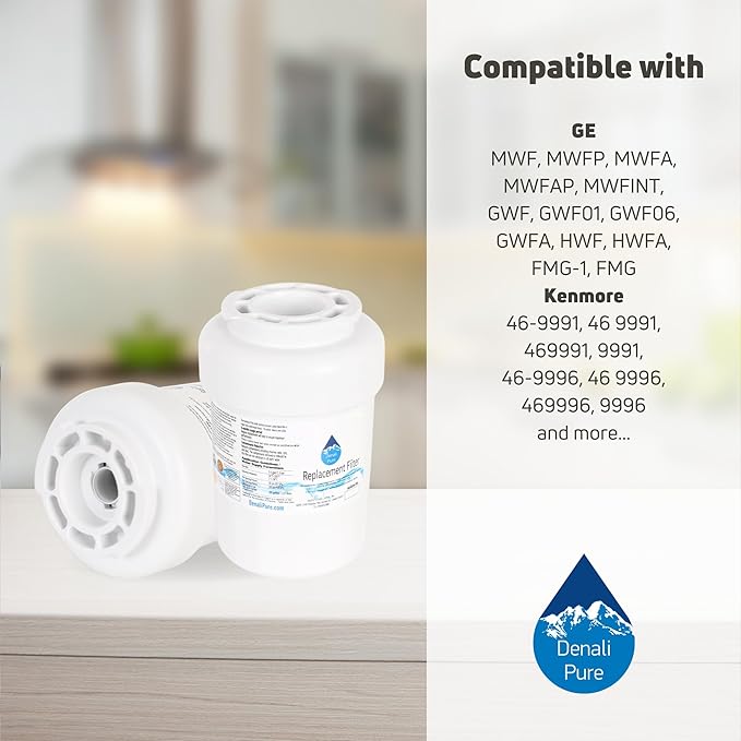 Denali Pure 4-Pack Replacement for GE GCL22KGRESV Refrigerator Water Filter - Compatible with MWF, MWFP Fridge Water Filter Cartridge