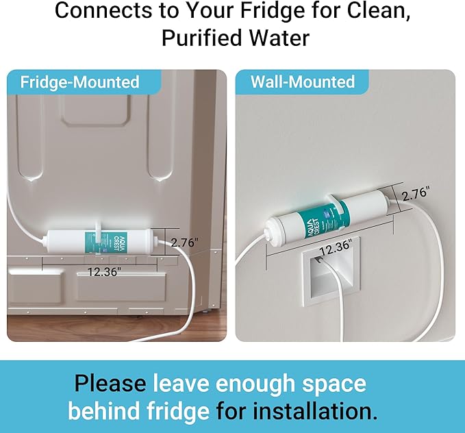 AQUA CREST INL-PLUS 5 years Inline Water Filter for Refrigerator and Ice Maker, High Capacity, 1/4-Inch Direct Connect Fittings, Easy Installation, Reduces Chlorine, Sediment, Bad Taste & Odor