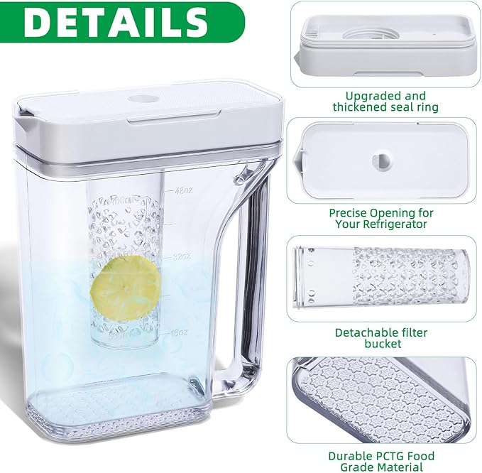 Upgraded DA97-17395B Refrigerator Water Pitcher for Samsung RF28R7351SG RF28R7351SR RF22R7351SR RF23R6301SR RF28R6221SR, Compatible with Samsung Refrigerator Replacement Water Reservoir/Tank, No leaks